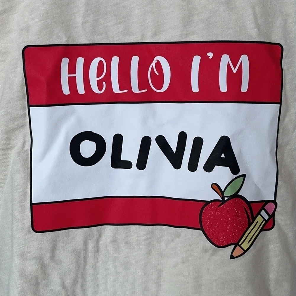 Brand New Hello I’m Olivia 100% Cotton Cream Short Sleeved Girls T-Shirt